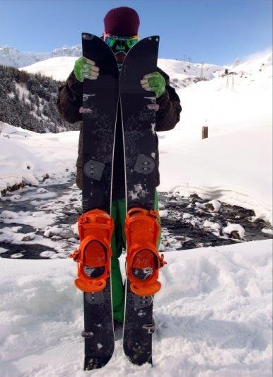 snowkite split board -  stoupací pozice - volná pata