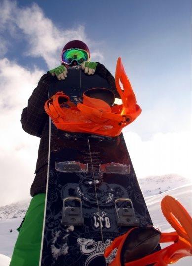 snowkite split board - sjezdová pozice jano na snowboardu
